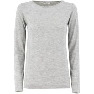 Brunello Cucinelli, Luxe Kashmir Zijden Longsleeve Top Grijs, Dames, Maat:L