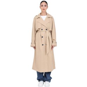 Only, Mantels, Dames, Beige, XS, Polyester, Trench Coats