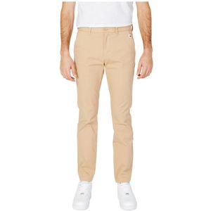 Tommy Jeans, Beige Katoenen Broek met Rits Sluiting Beige, Heren, Maat:W31 L32