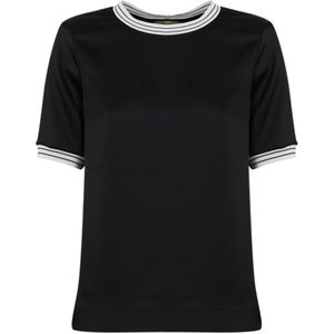 Herno, Tops, Dames, Zwart, S, Polyester, Zwarte Technische T-shirt Korte Mouw