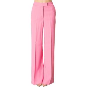 Simona Corsellini, Broeken, Dames, Roze, S, Polyester, Wijde Palazzo Broek - Lipgloss Kleur