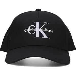 Calvin Klein, Accessoires, Dames, Zwart, ONE Size, Katoen, Monogram Trucker Cap Zwart Mesh