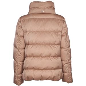 Herno, Jassen, Dames, Bruin, M, Satijn, Kameel Satijnen Cape Jas Aw 24