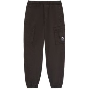 Ma.strum, Zwarte Cargo Broek met Elastische Taille Zwart, Heren, Maat:M