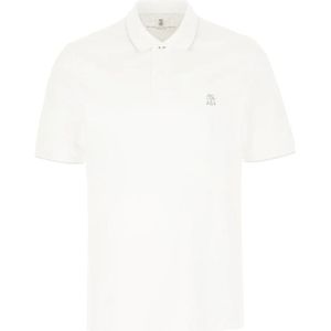 Brunello Cucinelli, Tops, Heren, Wit, 2Xl, Katoen, Klassieke Polo Shirt voor Mannen