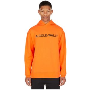 A-Cold-Wall, Sweatshirts & Hoodies, Heren, Oranje, L, Katoen, Essentieel logo print sweatshirt met capuchon