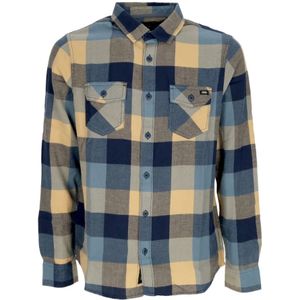 Vans, Overhemden, Heren, Veelkleurig, S, Flanellen Box Shirt Blauw/Taupe