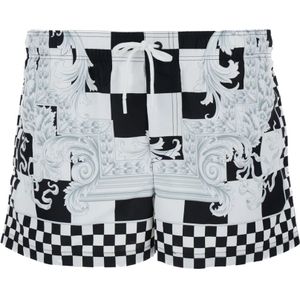 Versace, Wit Zee Kleding Shorts Contrast Print Veelkleurig, Heren, Maat:M