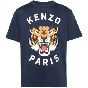 Kenzo, Blauwe T-shirts en Polos Blauw, Heren, Maat:M
