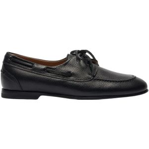 Scarosso, Schoenen, Dames, Zwart, 41 EU, Leer, Handgemaakte Zwarte Leren Bootschoen Loafers