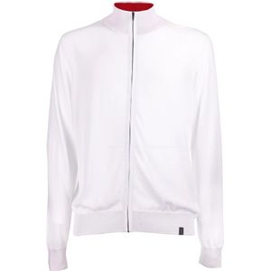 Fay, Sweatshirts & Hoodies, Heren, Wit, XL, Katoen, Zip Sweater - Wit - 100% Katoen - Regular Fit