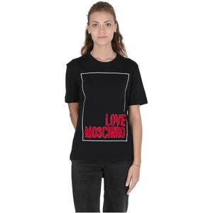 Love Moschino, Tops, Dames, Zwart, XS, Katoen, Zwarte katoenen T-shirt