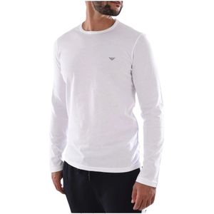 Emporio Armani, Tops, Heren, Wit, M, Katoen, Wit Katoenen T-shirt - Bedrukt Logo