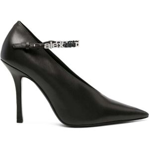 Alexander Wang, Zwarte Delphine Logo-Lettering Pumps Zwart, Dames, Maat:37 EU