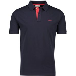 Gant, Tops, Heren, Blauw, L, Katoen, Donkerblauw Poloshirt Korte Mouw