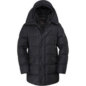 Moorer, Mantels, Heren, Grijs, 3Xl, Wol, Waterdichte parka van zacht wolflanel met ganzendons