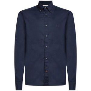 Tommy Hilfiger, Overhemden, Heren, Blauw, 2Xl, Katoen, Klassieke Poplin Katoenen Herenoverhemd