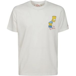 MC2 Saint Barth, Tops, Heren, Wit, L, Katoen, Witte Katoenen Korte Mouw Logo T-Shirt