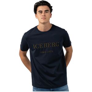 Iceberg, Tops, Heren, Blauw, S, Casual Loose Fit T-shirt