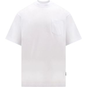 Sacai, Katoenen T-Shirt met Rits Wit, Heren, Maat:S