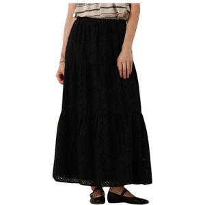 Neo Noir, Rokken, Dames, Zwart, XS, Chique Borduur Maxi Rok