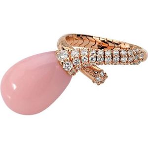 Chantecler, Accessoires, Dames, Roze, ONE Size, Harmonische Stelenring in Roségoud met Diamanten en Roze Opaal