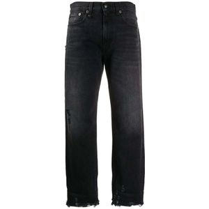 R13, Zwarte Cropped Denim Jeans Zwart, Dames, Maat:W28
