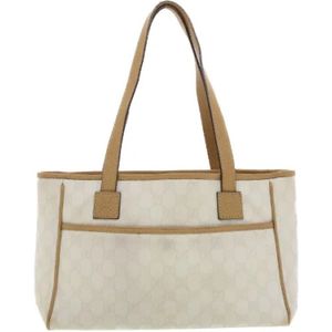 Gucci Vintage, Pre-owned, Dames, Wit, ONE Size, Pre-owned Canvas gucci-bags