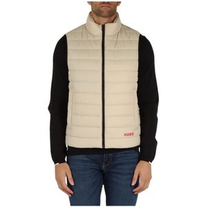 Hugo Boss, Jassen, Heren, Beige, L, Polyester, Gewatteerde Mouwloze Logo Vest