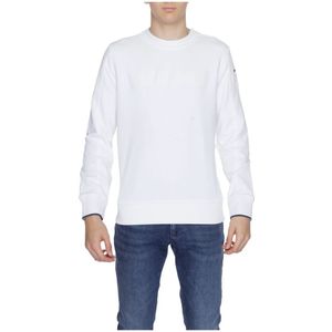 Blauer, Sweatshirts & Hoodies, Heren, Wit, XL, Katoen, Witte Katoenen Sweatshirt Ronde Hals Lange Mouw