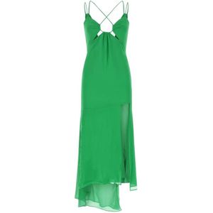 Andamane, Groene rek zijden jurk Groen, Dames, Maat:XS