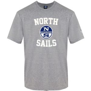 North Sails, Tops, Heren, Grijs, L, Katoen, Front Print Crewneck T-Shirt