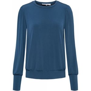 &Co Woman, Sweatshirts & Hoodies, Dames, Blauw, L, Polyester, Laureen Longsleeve Top in Jersey Kwaliteit