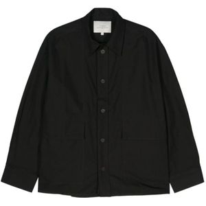 Studio Nicholson, Klassieke Zwarte Katoenen Overhemd Zwart, Heren, Maat:XL