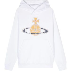 Vivienne Westwood, Witte Biologisch Katoenen Trui met Handtekening Orb Print Wit, Heren, Maat:L