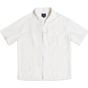 Blue de Gênes, Overhemden, Heren, Wit, XL, Linnen, Zwarte overhemd met borstzak en reverskraag