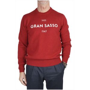 Gran Sasso, Sweatshirts & Hoodies, Heren, Rood, L, Wol, Rode Geelong Wol Crew Neck Trui met Logo