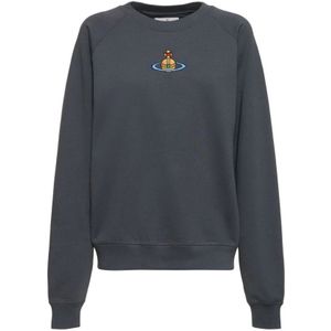 Vivienne Westwood, Sweatshirts & Hoodies, Dames, Grijs, M, Katoen, Grijze Raglan Sweatshirt Logo Detail