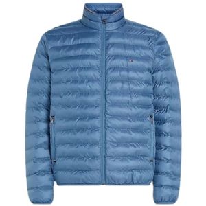 Tommy Hilfiger, Jassen, Heren, Blauw, XL, Polyester, Comprimeerbare jas met lange mouwen van gerecycled polyester