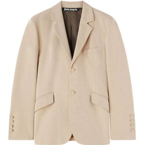 Palm Angels, Beige Fitted Retro Blazer Beige, Heren, Maat:S