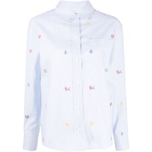 Kenzo, Blouses & Shirts, Dames, Blauw, S, Katoen, Gestreept Katoenen Overhemd
