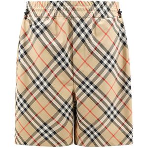 Burberry, Korte broeken, Heren, Veelkleurig, M, Nylon, Geruite nylon Bermuda shorts met borduurwerk