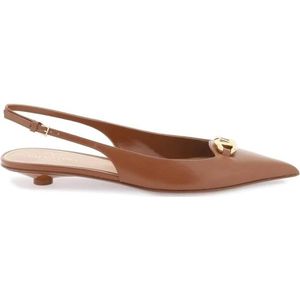 Valentino Garavani, Gouden VLogo Slingback Ballerina Flats Bruin, Dames, Maat:36 EU