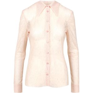 Philosophy di Lorenzo Serafini, Blouses & Shirts, Dames, Beige, M, Beige Overhemd met Borduursel van Lorenzo Serafini