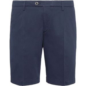 Boggi Milano, Korte broeken, Heren, Blauw, XS, Katoen, Stretch katoenen en Tencel Bermuda shorts