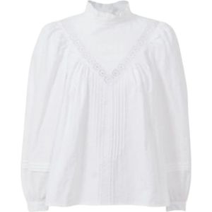 See by Chloé, Victoriaanse Stijl Organische Katoenen Blouse Wit, Dames, Maat:S