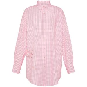 Forte Forte, Blouses & Shirts, Dames, Roze, S, Katoen, Roze Geruite Poplin Overhemd