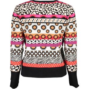 Desigual, Truien, Dames, Veelkleurig, L, Polyester, Chique Roze Contrast Ronde Hals Trui