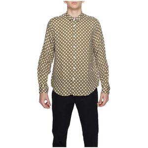 Gianni Lupo, Overhemden, Heren, Veelkleurig, XL, Linnen, Geometrische Linnen Shirt Lange Mouwen