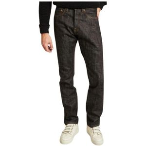 Momotaro Jeans, Natuurlijk taps toelopende jeans met vintage blauwe kleur Zwart, Heren, Maat:W29